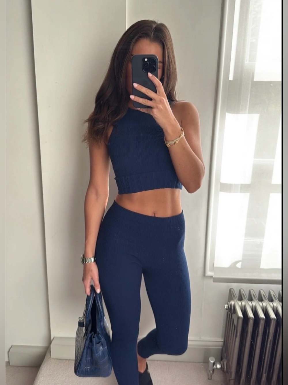 Saison Nandi Paris Navy Ribbed Set - Women size Small